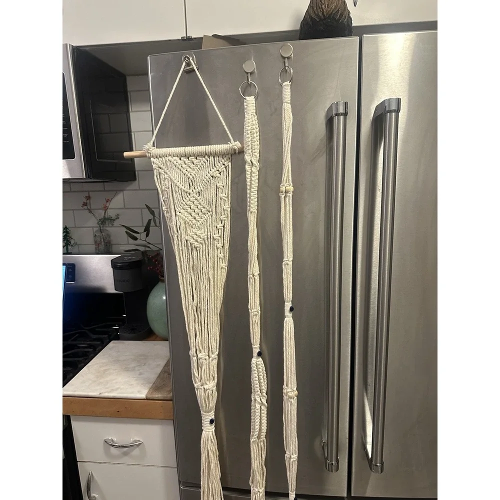 Handmade Macrame Wall Art/Plant Hanger 6 Possible Pinned In Pic Retro 70's Peace